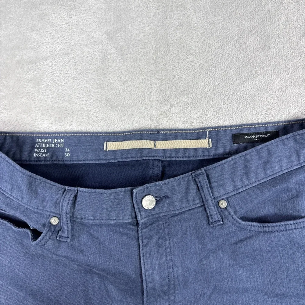 Banana Republic Travel Jeans Mens 34x30 * Blue Athletic Fit Pants Preppy Comfort
